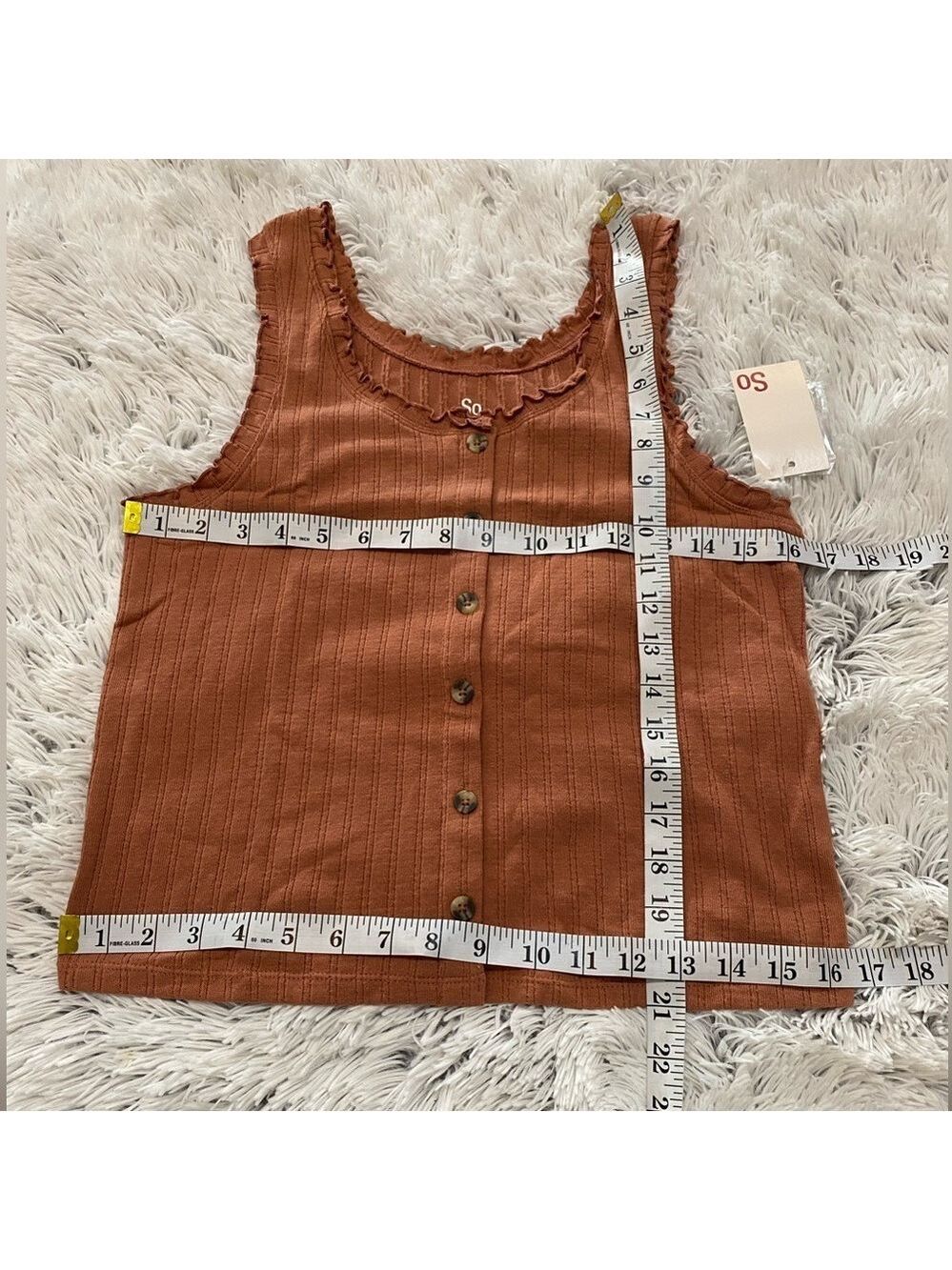 SO button down sleeveless tank Woman’s Junior’s size XL cinnamon scoop neck - Picture 10 of 11